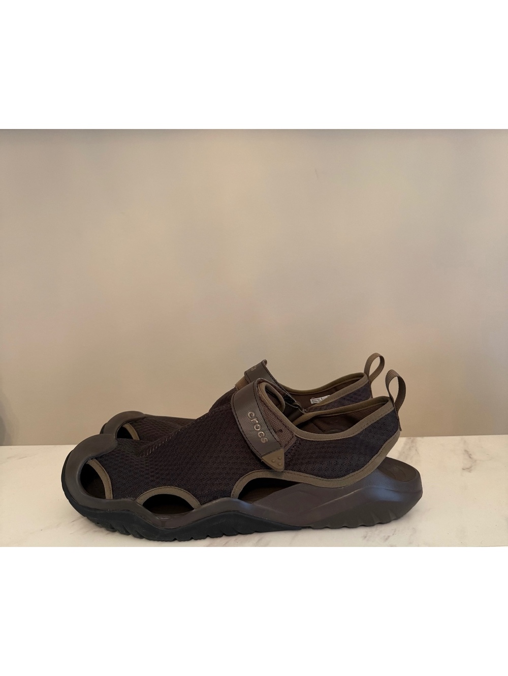 Crocs Swiftwater Mesh Deck Sandal Men's Size 14 Brown Clog Water Shoes 205289
